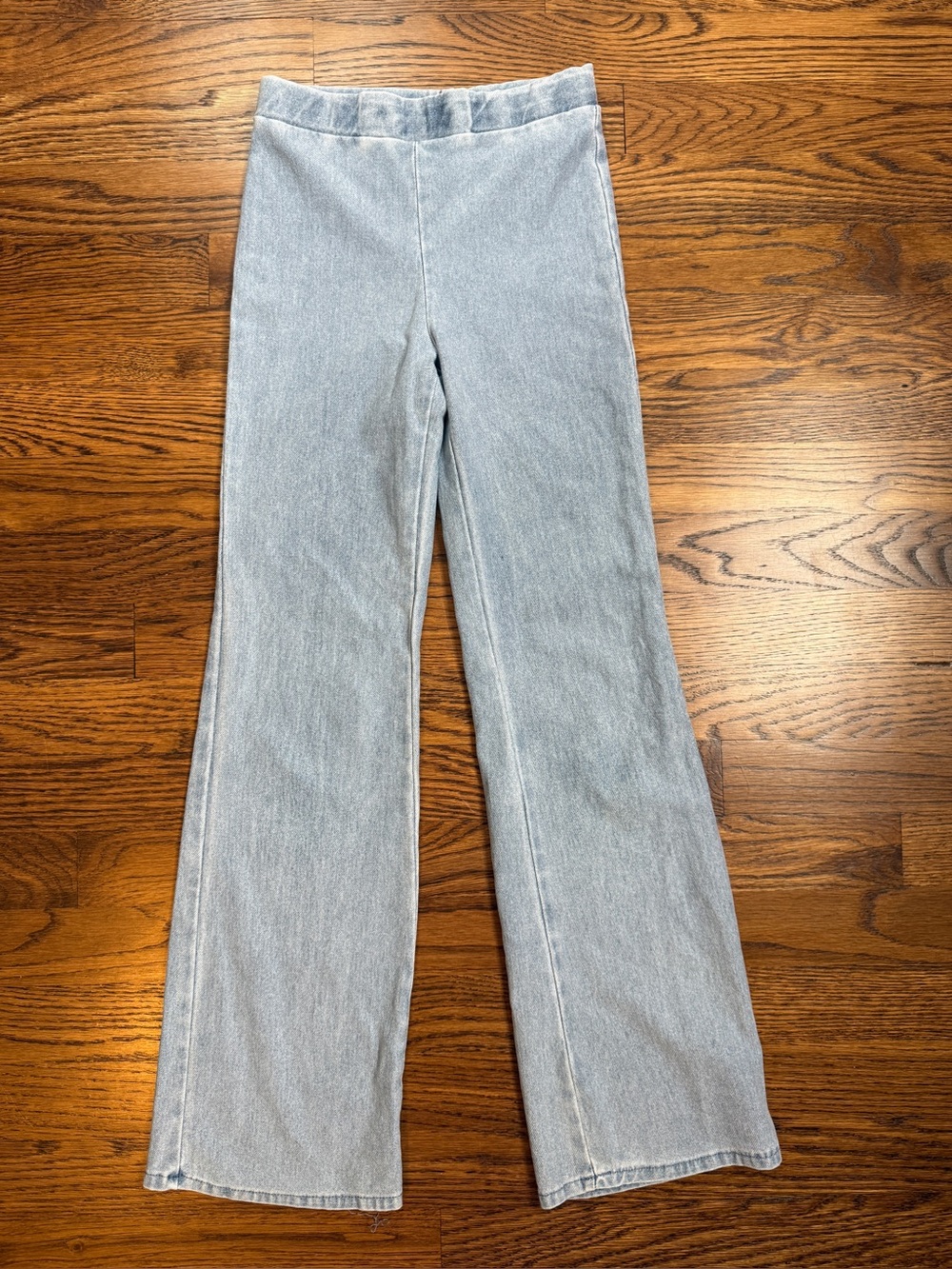 H&M Girls Light Blue Wash Wide Leg Knit Stretch Denim Jeggings Size 10